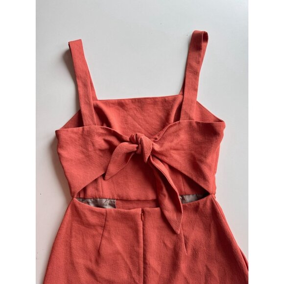 Aritzia WILFRED Ecoulement Rust Orange Basketweave Tie Back Mini Dress, Size 6 - Picture 8 of 16